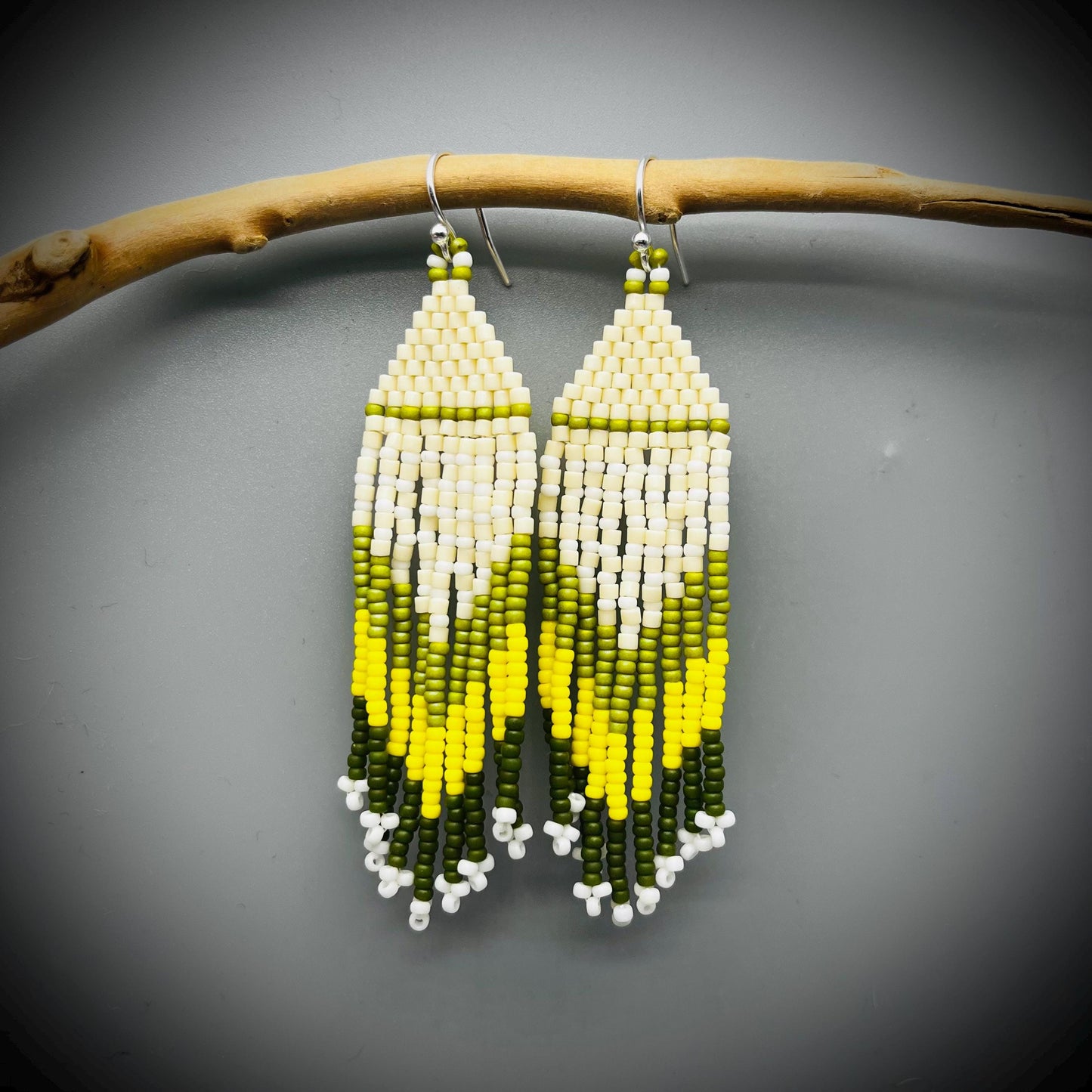 Native American Style Earrings, Boho Beaded Earrings, Native Tassel Earrings, Beaded Folk Earrings, Tribal Earrings, Long Fringe Earrings