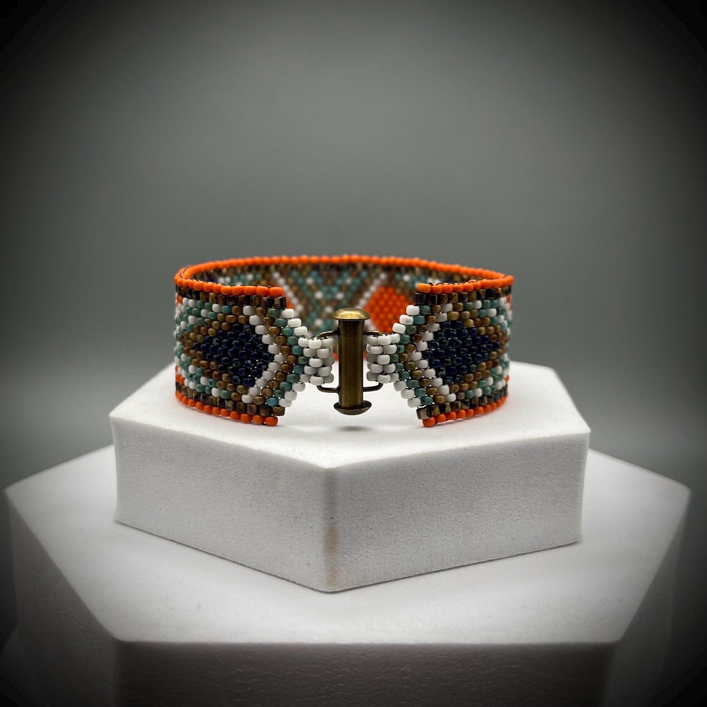 Navajo Southwestern Native American Style Beaded Cuff, Beaded Cuff, Boho Bracelet, Wide Cuff, Boho Cuff