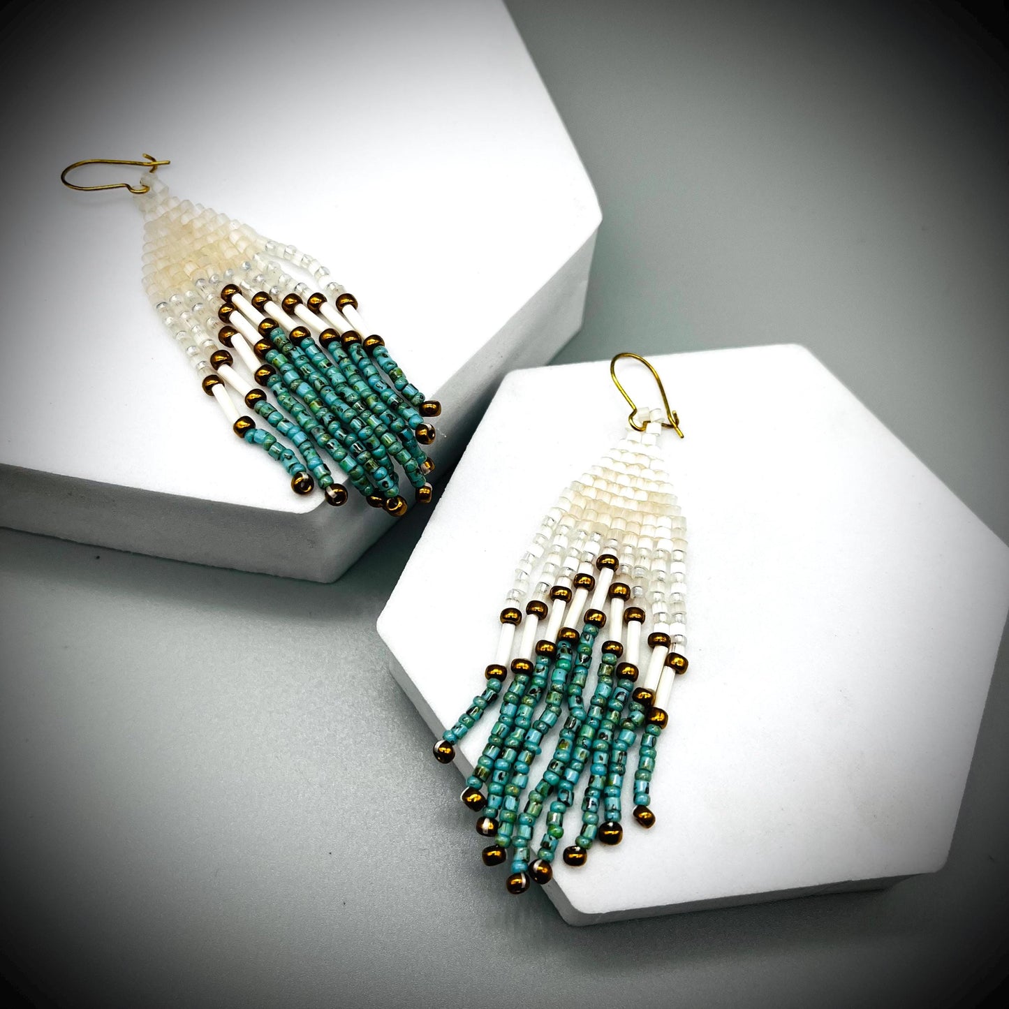 Native American Style Earrings, Boho Beaded Earrings, Native Tassel Earrings, Beaded Folk Earrings, Tribal Earrings, Long Fringe Earrings
