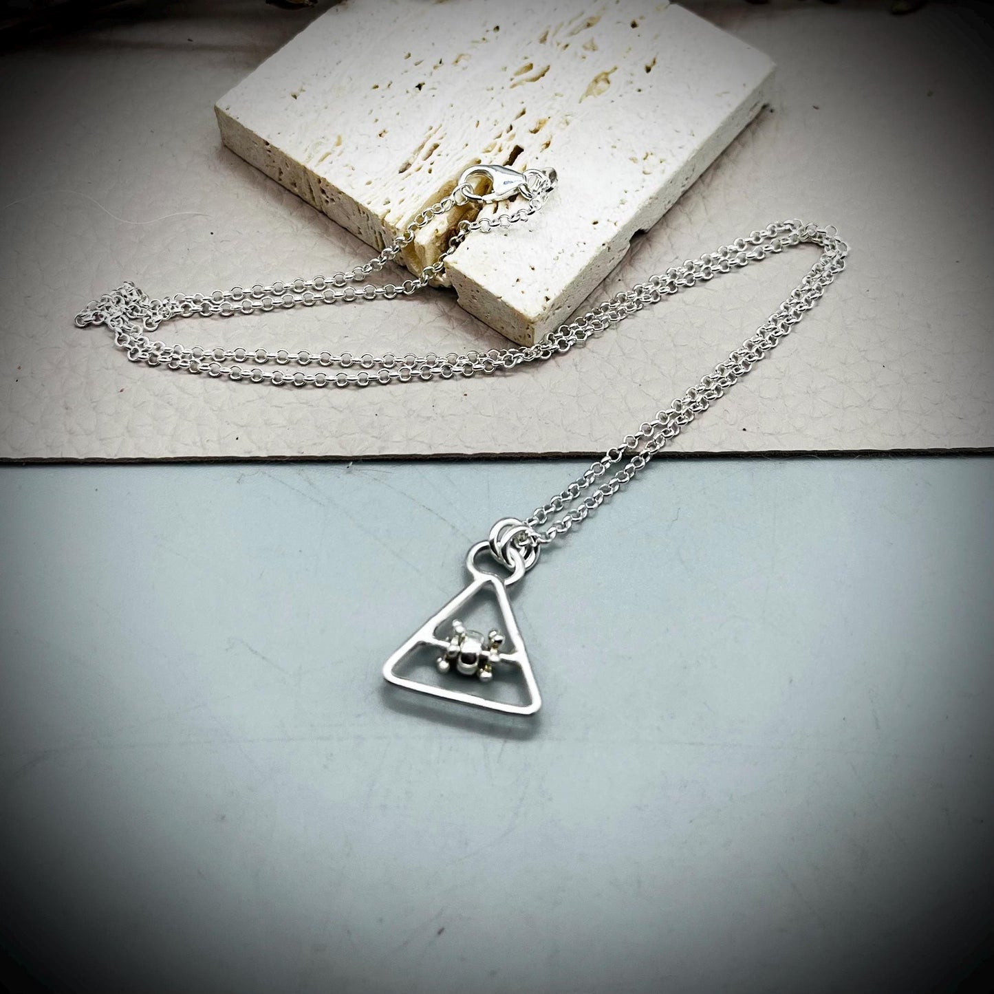 Fidget Spinner Necklace, Sterling Silver Fidget Spinner Pendant, Necklace for Anxiety, Calming Spinning Pendant, Geometric Pendant