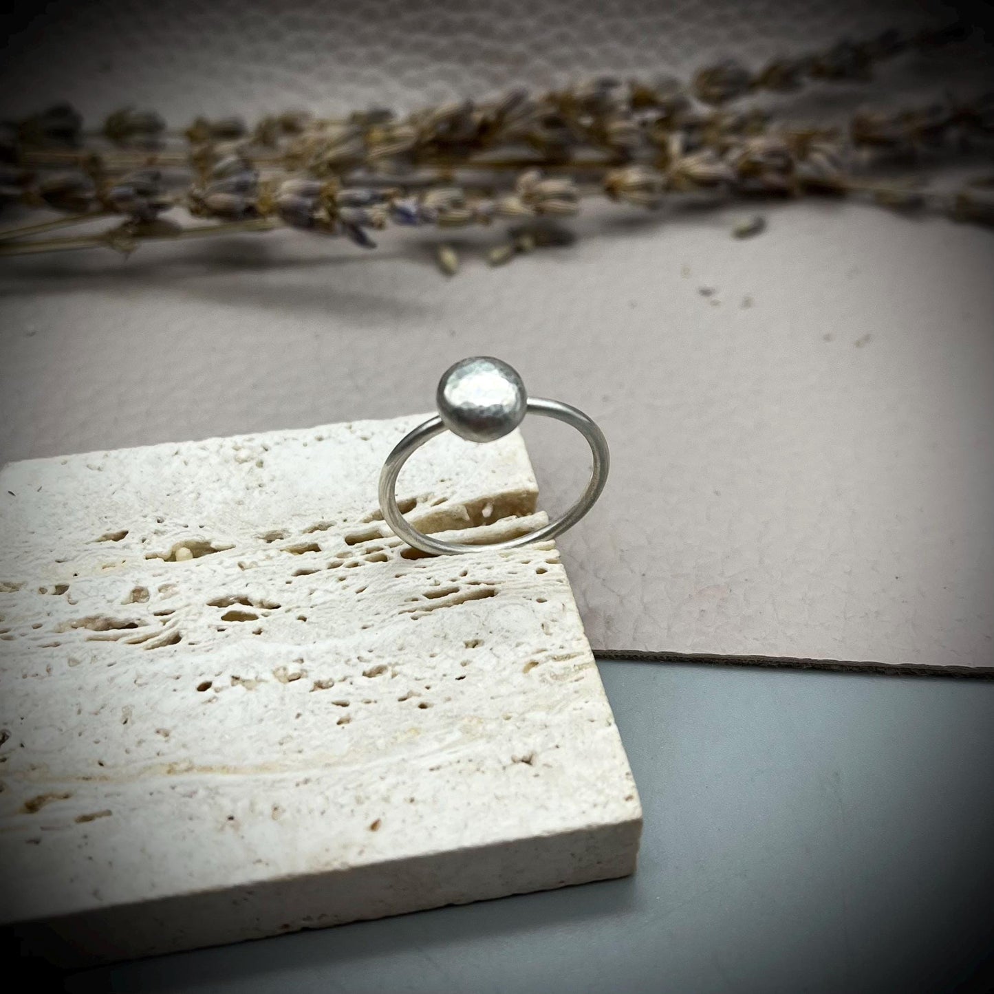 Recycled Silver Ring, Silver Pebble Ring, Molten Silver Ring, Eco Silver Ring, Silver Dot Ring, Hammered Silver Ring