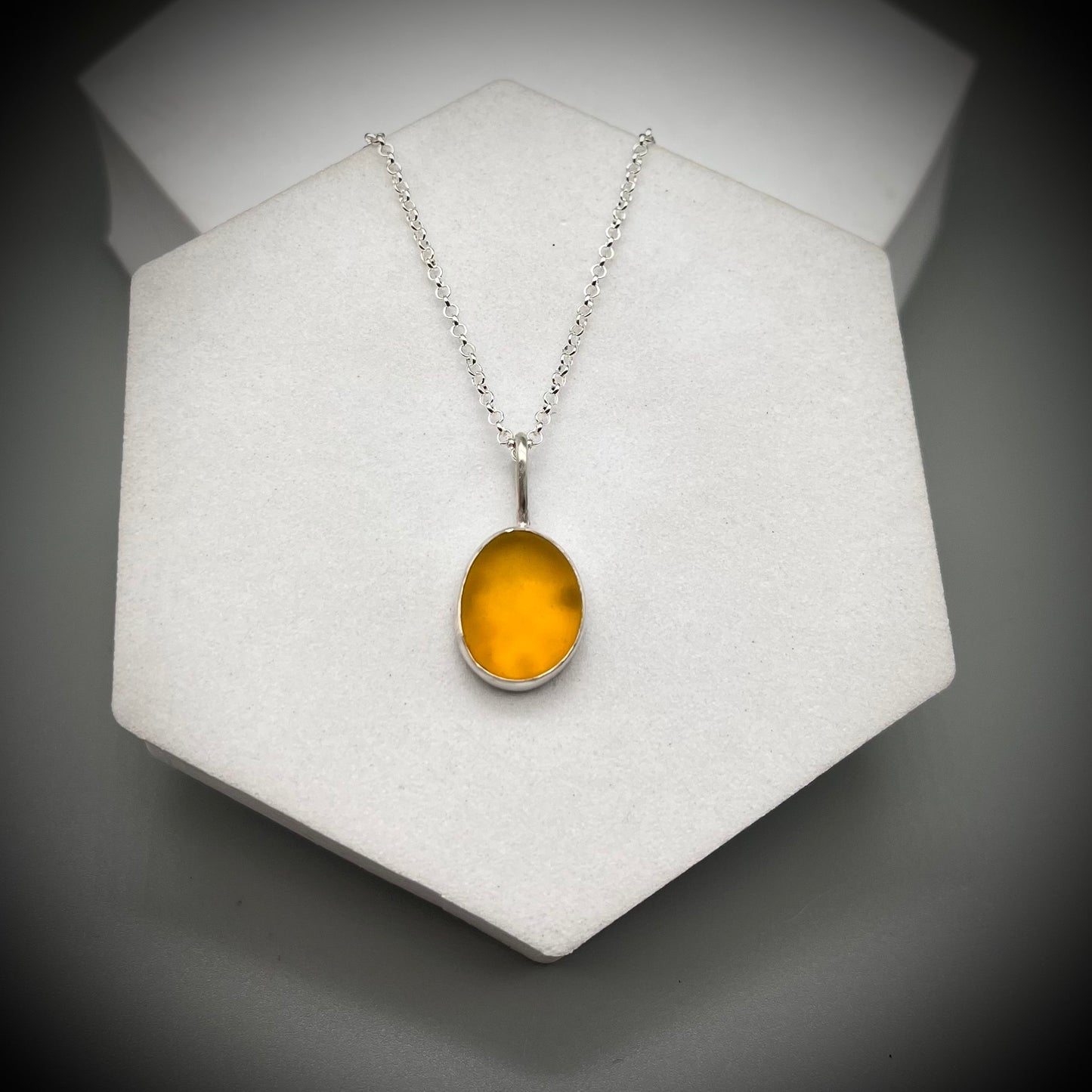 Yellow Sea Glass Pendant, Sea Glass Necklace, Sea Glass and Sterling Silver Necklace, Yellow Sea Glass Necklace