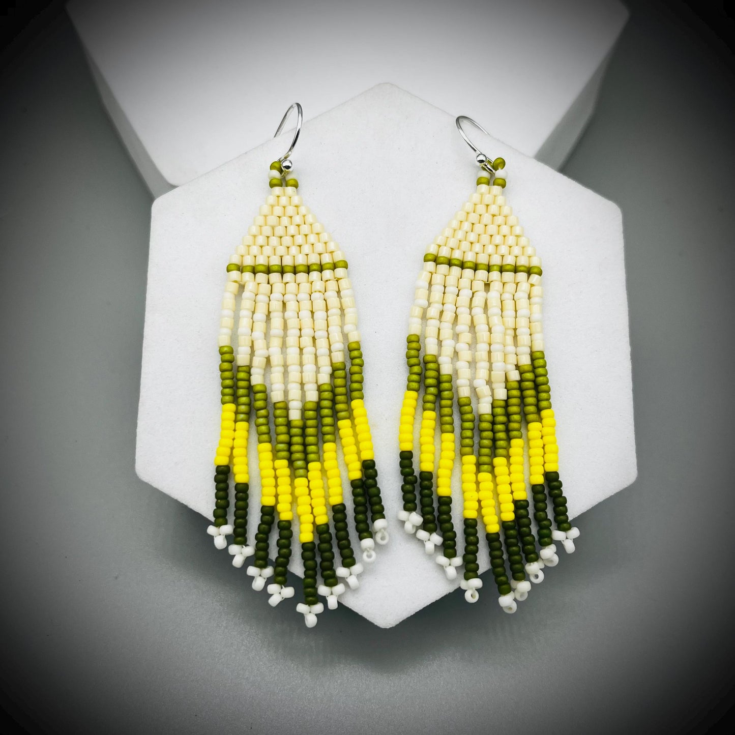 Native American Style Earrings, Boho Beaded Earrings, Native Tassel Earrings, Beaded Folk Earrings, Tribal Earrings, Long Fringe Earrings