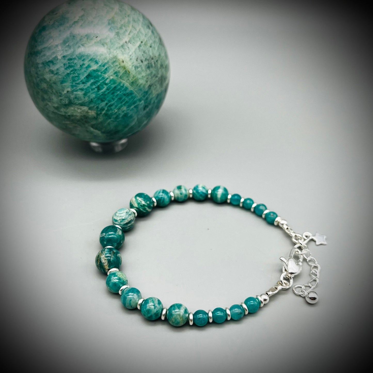 Amazonite Crystal and Sterling Silver Bracelet, Amazonite Bracelet, Amazonite Crystal, Amazonite Bracelet, Amazonite and Silver Bracelet