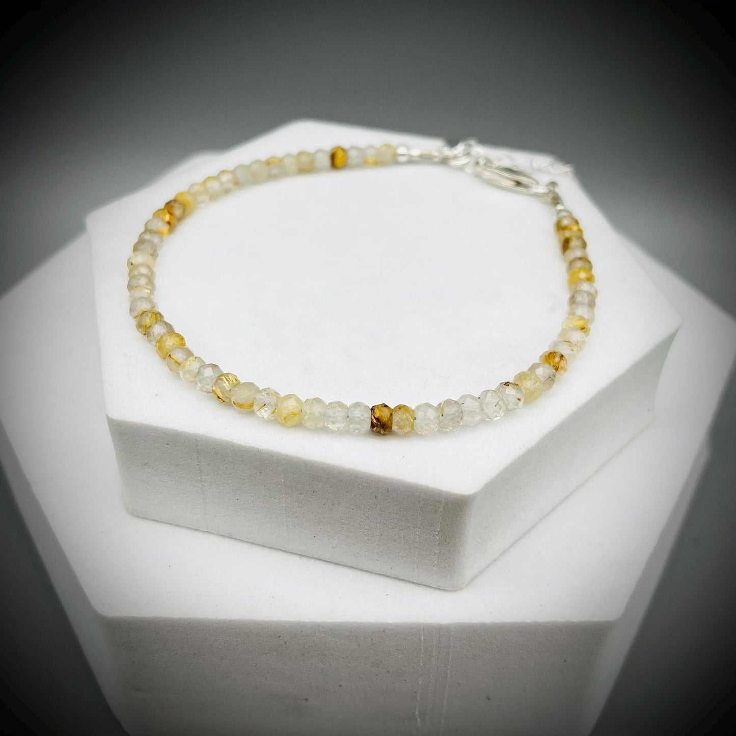 Golden Healer Quartz Crystal and Sterling Silver Bracelet, Golden Healer Quartz Bracelet, Quartz Bracelet