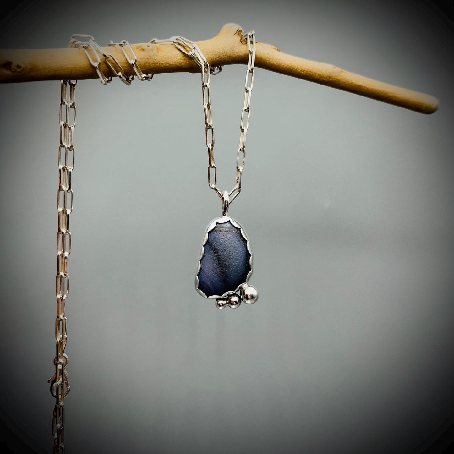 Purple Sea Glass Pendant, Sea Glass Necklace, Sea Glass and Sterling Silver Necklace, Purple Sea Glass Necklace