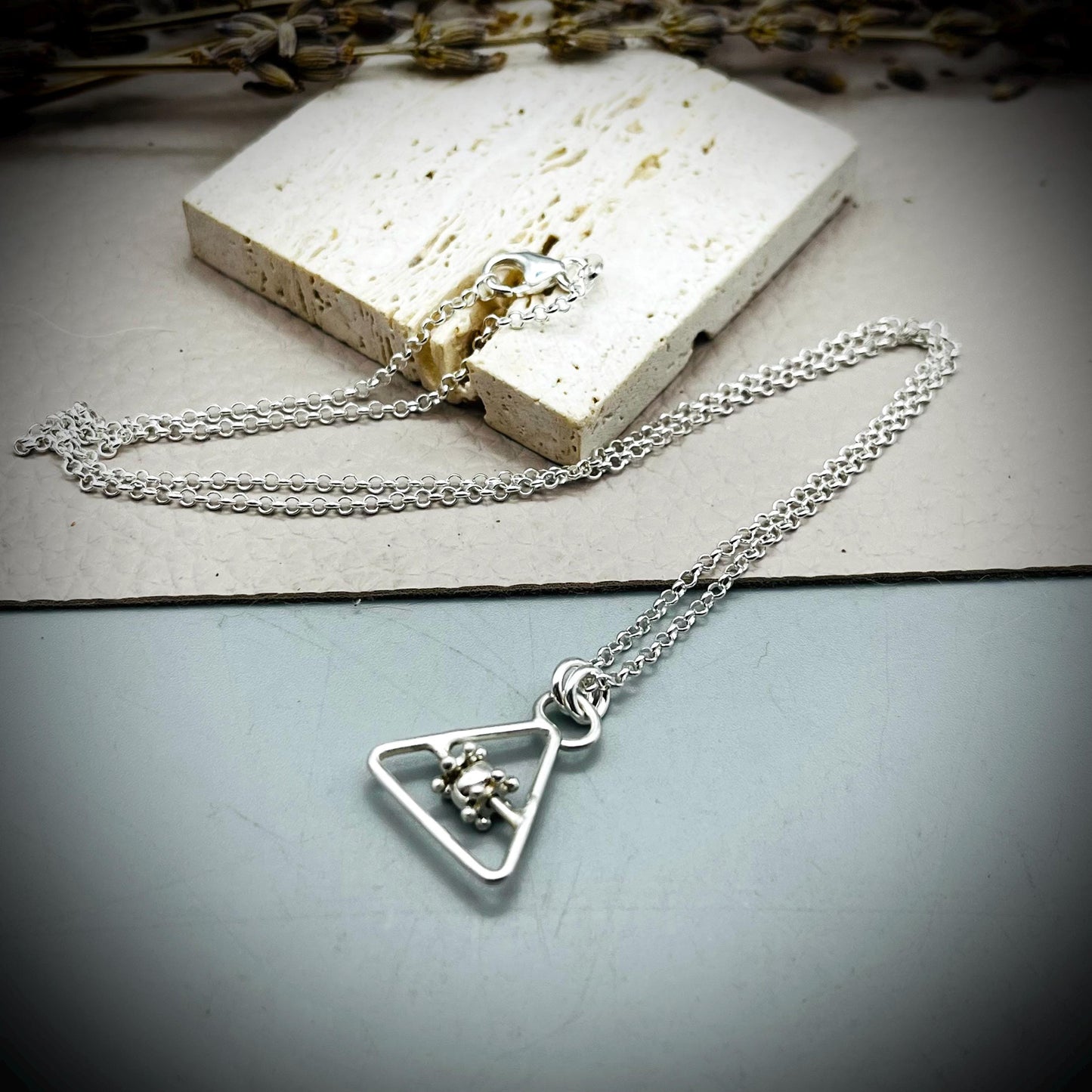 Fidget Spinner Necklace, Sterling Silver Fidget Spinner Pendant, Necklace for Anxiety, Calming Spinning Pendant, Geometric Pendant