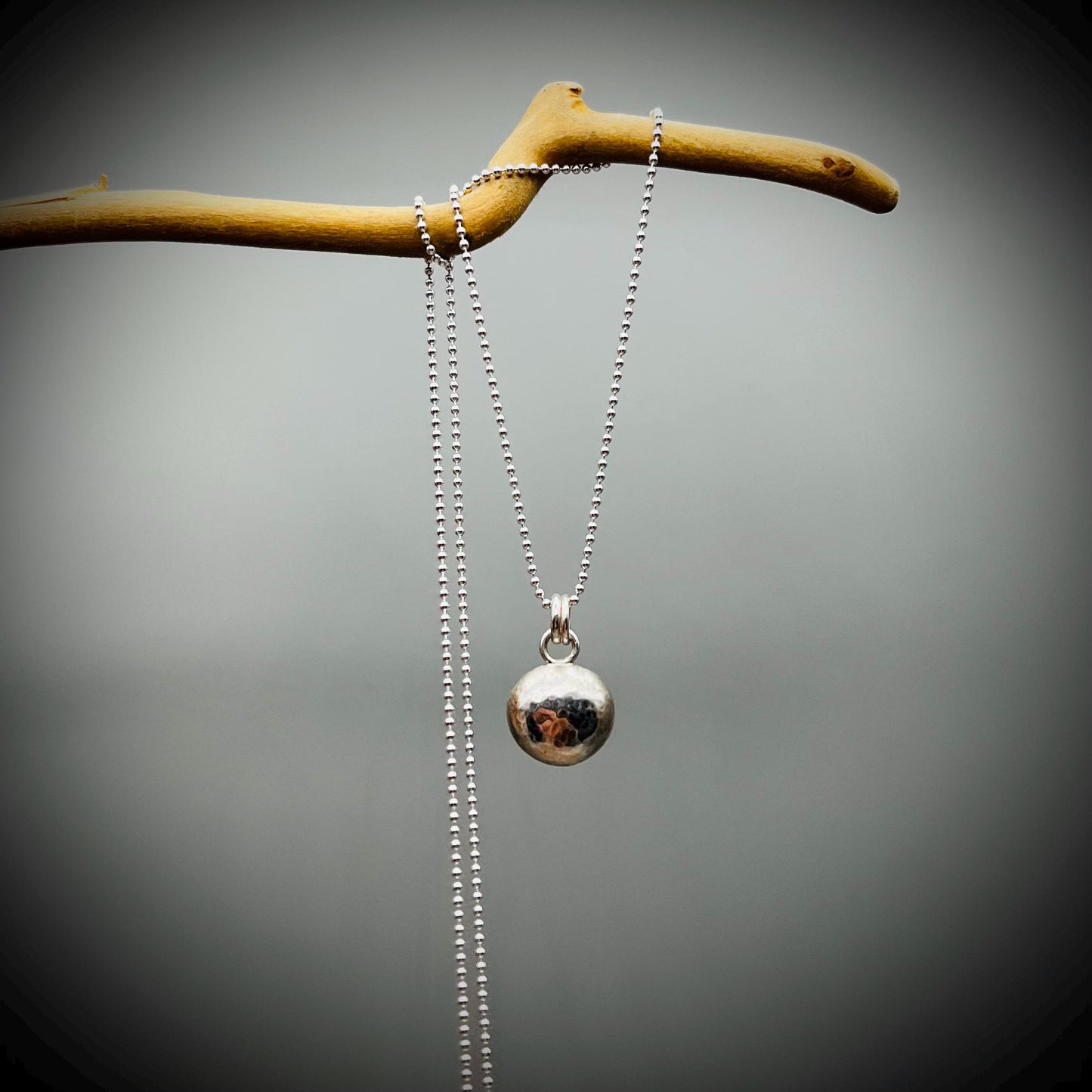 Organically Formed Sterling Silver Pendant, Hammered Silver Pebble Necklace, Recycled Silver Pendant, Eco Silver Pendant, Silver Pebble