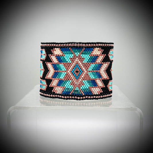 Wide Beaded Cuff, Native American Style Beaded Cuff, Wide Beaded Bracelet, Boho Bracelet, Cuff Bracelet, Navajo South Western