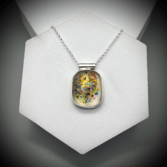 Spotty Sea Glass Pendant, Spotty Glass Necklace, Sea Glass and Sterling Silver Necklace, Sea Glass Necklace