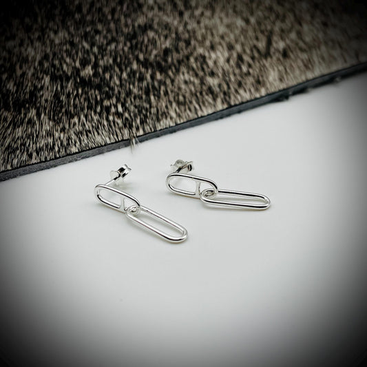 Paperclip Link Earstuds, Paperclip Earrings, Sterling Silver Paperclip Earrings, Large Link Silver Earrings