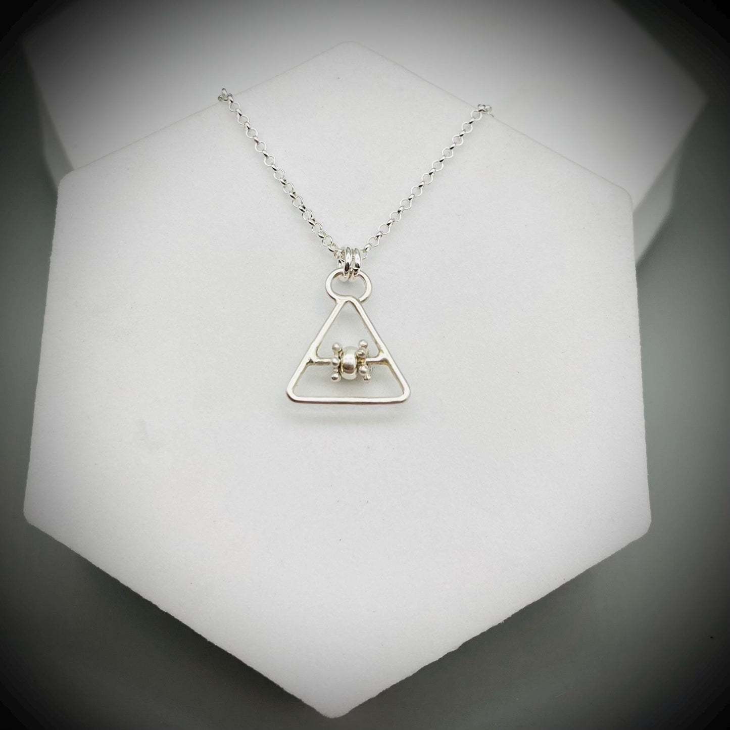 Fidget Spinner Necklace, Sterling Silver Fidget Spinner Pendant, Necklace for Anxiety, Calming Spinning Pendant, Geometric Pendant