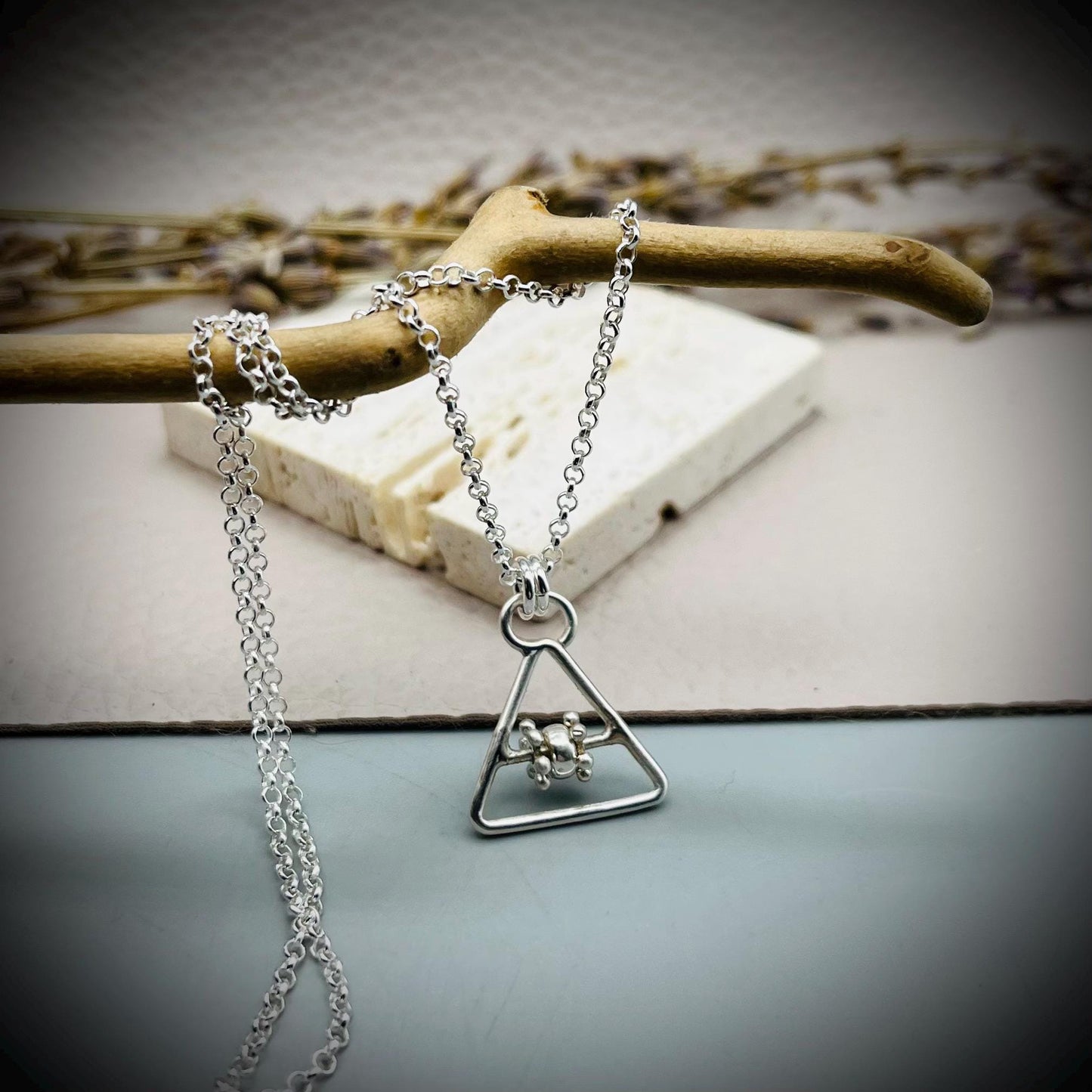 Fidget Spinner Necklace, Sterling Silver Fidget Spinner Pendant, Necklace for Anxiety, Calming Spinning Pendant, Geometric Pendant