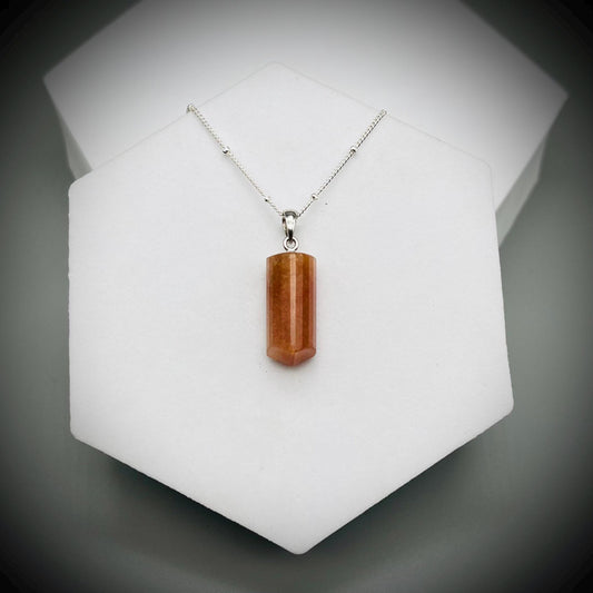 Sunstone Crystal Point Necklace, Sunstone Pendant, Sunstone and Sterling Silver Necklace, Sunstone Crystal Point, Goldsand Sunstone Cystal