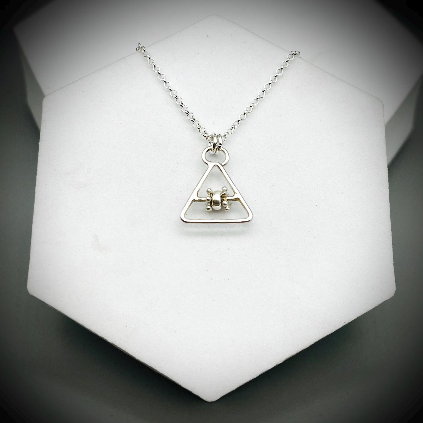 Fidget Spinner Necklace, Sterling Silver Fidget Spinner Pendant, Necklace for Anxiety, Calming Spinning Pendant, Geometric Pendant