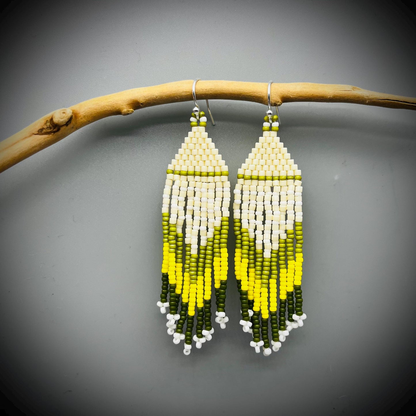 Native American Style Earrings, Boho Beaded Earrings, Native Tassel Earrings, Beaded Folk Earrings, Tribal Earrings, Long Fringe Earrings