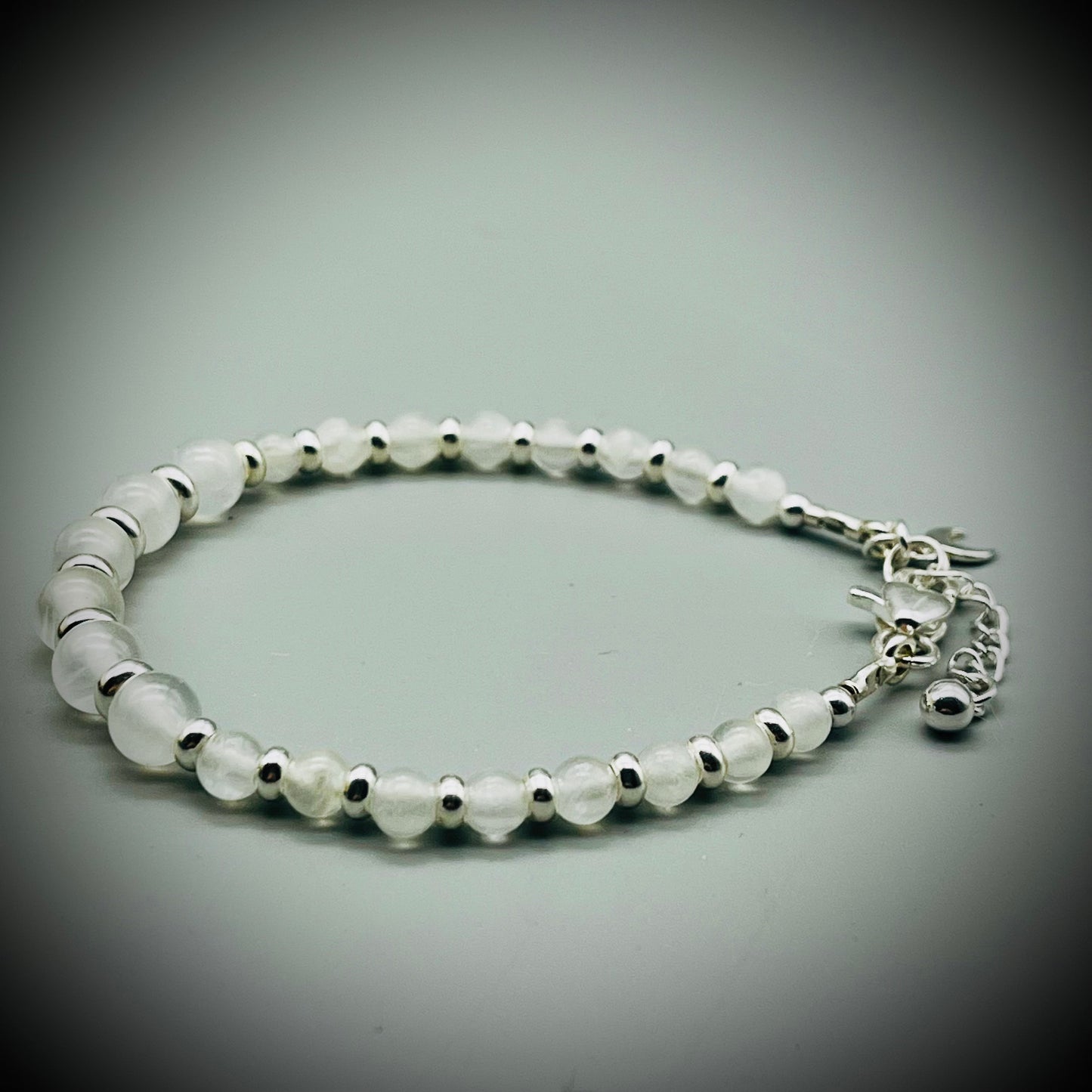 Selenite Crystal Bracelet, Selenite and Sterling Silver Bracelet, Energy Clearing Bracelet, Selenite Bracelet, Calming Crystal Bracelet