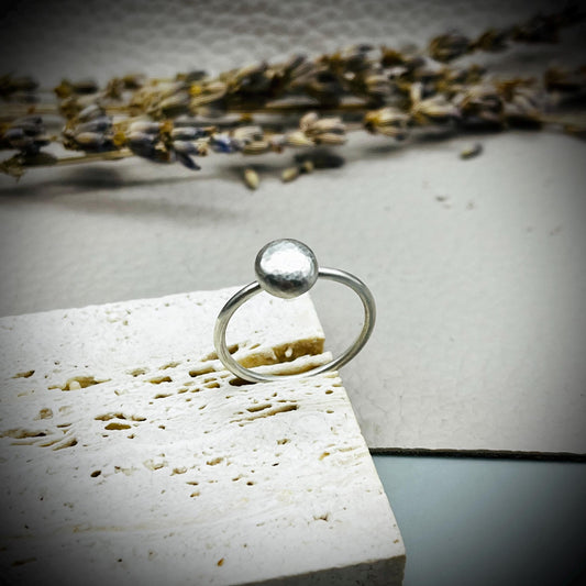 Recycled Silver Ring, Silver Pebble Ring, Molten Silver Ring, Eco Silver Ring, Silver Dot Ring, Hammered Silver Ring