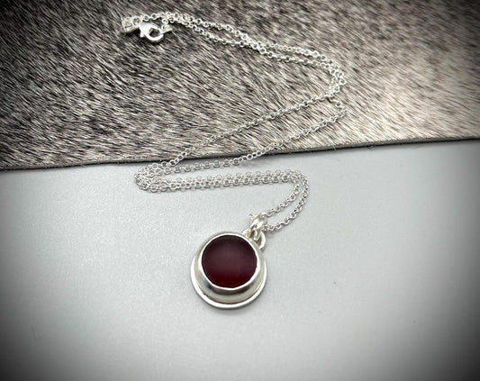 Red Sea Glass Pendant, Sea Glass Necklace